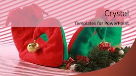  Presentation with christmas elf - Colorful PPT theme enhanced with elf shoes for christmas backdrop and a  colored foreground