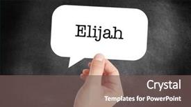  Presentation with autobiography biography written in search - Colorful slide deck enhanced with elijah-written-in-a-speechbubble backdrop and a violet colored foreground