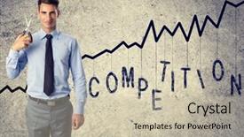  Presentation with competition - Cool new presentation design with elimination - businessman with scissors eliminating competition backdrop and a mint green colored foreground