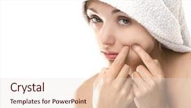  Presentation with beauty - PPT theme enhanced with elimination - pimple spot on beauty woman background and a sky blue colored foreground