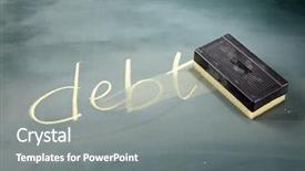  Presentation with chalk - Amazing PPT theme having elimination - word debt written in chalk backdrop and a gray colored foreground