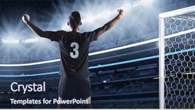  Presentation with goal - Colorful slide set enhanced with elite - hispanic soccer player celebrating backdrop and a navy blue colored foreground
