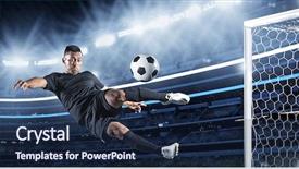  Presentation with hispanic - PPT theme with elite - hispanic soccer player kicking background and a navy blue colored foreground