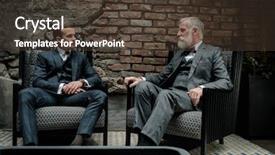  Presentation with difficult conversation - Beautiful PPT layouts featuring elite - senior and young gentlemen having backdrop and a tawny brown colored foreground