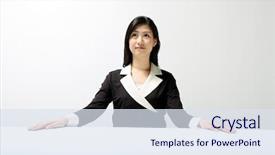  Presentation with formal - Audience pleasing theme consisting of elite college - formal dress asian woman backdrop and a sky blue colored foreground
