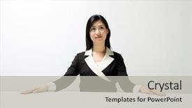  Presentation with formal - PPT layouts featuring elite college - formal dress asian woman background and a light gray colored foreground