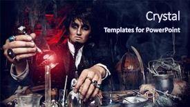  Presentation with magical - Cool new presentation theme with elixir in his laboratory alchemist backdrop and a navy blue colored foreground