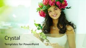  Presentation with beautiful floral border flower design - Slides enhanced with ell - beautiful woman in floral wrath background and a mint green colored foreground