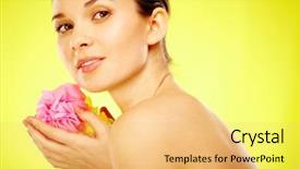  Presentation with drawing of pink lotus flower - Slide deck enhanced with ell - gorgeous woman with pink flower background and a yellow colored foreground