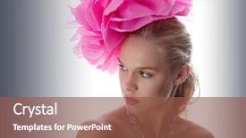  Presentation with pink petal flower animated - Cool new PPT theme with ell - gorgeous woman with pink flower backdrop and a tawny brown colored foreground