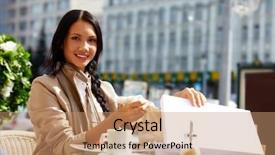  Presentation with happy image - Colorful presentation enhanced with ell - image of happy female backdrop and a  colored foreground