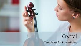  Presentation with portrait of excited overjoyed female - Cool new slide set with ell - portrait of a young female backdrop and a light blue colored foreground