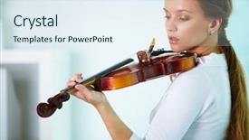  Presentation with young children playing multicultural - Presentation design having ell - portrait of a young female background and a  colored foreground