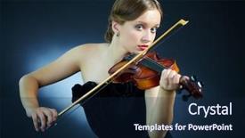  Presentation with female - Audience pleasing presentation theme consisting of ell - portrait of a young female backdrop and a  colored foreground