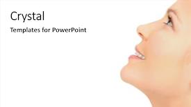  Presentation with upwards - Slide deck enhanced with ell - profile of female looking upwards background and a white colored foreground