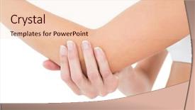  Presentation with pain - Presentation theme featuring girl walking on snow-covered town drinking coffee photographed on the phone and riding on a sled background and a light gray colored foreground