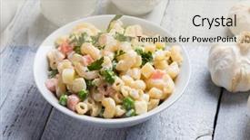  Presentation with salad dressing - PPT theme enhanced with ellbow - homemade macaroni salad with elbow background and a soft green colored foreground
