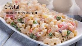  Presentation with salad dressing - Slide deck featuring ellbow - homemade macaroni salad with elbow background and a coral colored foreground