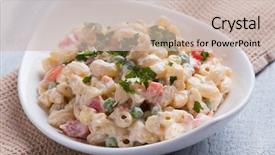  Presentation with macaroni - Audience pleasing slide deck consisting of ellbow - homemade macaroni salad with elbow backdrop and a soft green colored foreground