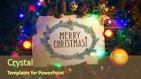  Presentation with postcard - Slide set enhanced with ellipse - christmas illustration with festive postcard background and a tawny brown colored foreground