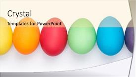  Presentation with eggs egg carton egg box - Audience pleasing theme consisting of ellipse - multi color eggs isolated backdrop and a blonde colored foreground