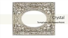  Presentation with mirror in an old frame - Audience pleasing PPT theme consisting of ellipse - old silver round picture frame backdrop and a soft green colored foreground