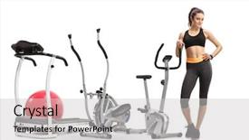  Presentation with fitness - PPT theme featuring elliptical - full length portrait background and a light gray colored foreground