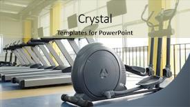  Presentation with equipment - Slide set with elliptical - image of fitness equipment background and a soft green colored foreground