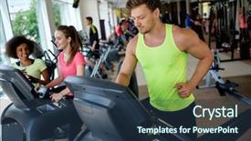  Presentation with running treadmill - Colorful PPT layouts enhanced with elliptical - man running on a treadmill backdrop and a  colored foreground