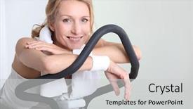  Presentation with exercise bike - Amazing theme having elliptical - portrait of a woman backdrop and a light gray colored foreground