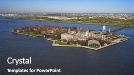  Presentation with new york state - Slides having ellis island new york background and a dark gray colored foreground