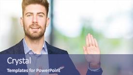  Presentation with bussines - Presentation design enhanced with eloyalty - young handsome bussines man swearing background and a  colored foreground