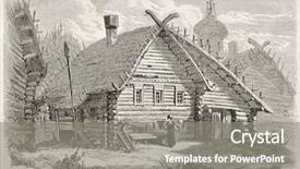 Presentation with russian - Presentation theme having elpativo-old-view-russian-village background and a gray colored foreground