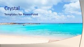  Presentation with white sand - Slide set having els pujols formentera white sand beach turquoise water in balearic islands background and a light blue colored foreground