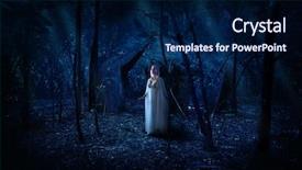  Presentation with winter forest night - PPT theme with elven girl in night forest background and a navy blue colored foreground