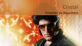  Presentation with elvis - Presentation enhanced with elvis-presley-impersonator-over-glowing background and a red colored foreground