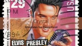  Presentation with elvis - Beautiful presentation theme featuring elvis-presley-on-a-stamp backdrop and a coral colored foreground
