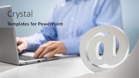  Presentation with grey computer email - PPT theme having email-at-symbol-and-business background and a light blue colored foreground