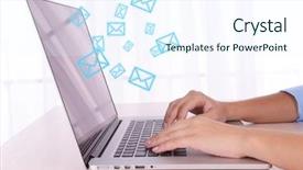  Presentation with email - Presentation with email concept with laptop background and a sky blue colored foreground