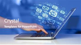  Presentation with spam - Slide set featuring spam emails - concept of sending e-mails background and a teal colored foreground