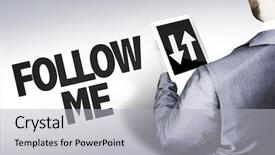  Presentation with hands holding black tablet - Presentation theme featuring ecco community - executive holding a tablet pc background and a light gray colored foreground