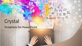  Presentation with internet communication - PPT theme with 3d view human - messaging and internet communication background and a lemonade colored foreground