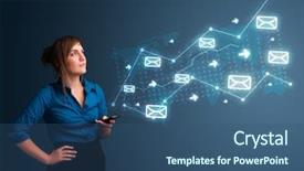  Presentation with lady - Audience pleasing presentation design consisting of email newsletters - attractive young lady standing backdrop and a ocean colored foreground