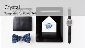  Presentation with email - Presentation theme featuring email newsletters - tablet pc with e-male message background and a light gray colored foreground