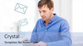  Presentation with email - Slide set consisting of email newsletters - technology communication and lifestyle concept background and a light blue colored foreground