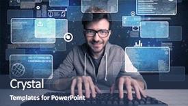  Presentation with computer hacker - Audience pleasing PPT layouts consisting of email scanning - confident young hacker working hard backdrop and a ocean colored foreground