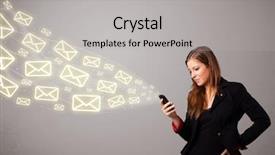  Presentation with lady - Slides with email spamming - attractive young lady standing background and a light gray colored foreground