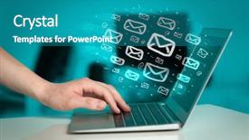 Presentation with email - Slide set featuring email spamming - concept of sending e-mails background and a teal colored foreground