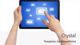  Presentation with email - PPT layouts consisting of email spamming - male hand holding a touchpad background and a lemonade colored foreground