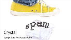  Presentation with spam - Colorful theme enhanced with email spamming - stamp out spam a metaphor backdrop and a white colored foreground